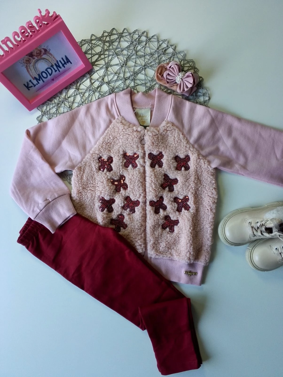 Conjunto Moletom cor Vinho Tamanho 03