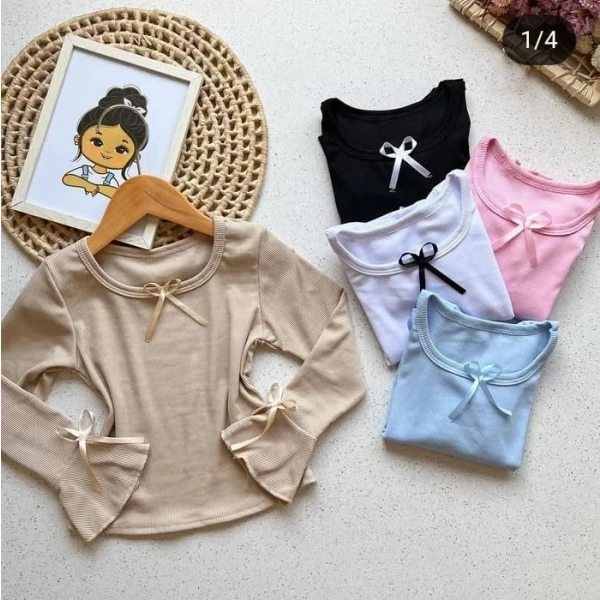 Blusa Canelada Manga Babado, tamanho 02