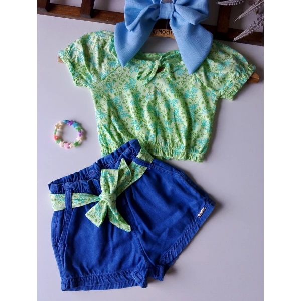 Conjunto Jeans Verde Tamanho 01