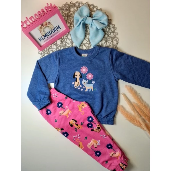 Conjunto Moletom azul Elian tamanho 03
