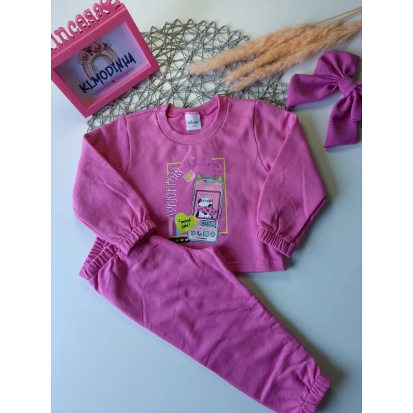 Conjunto Moletom Rosa tamanho 02