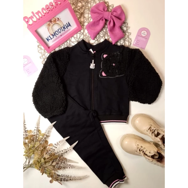 Conjunto Moletom Preto Lecimar tamanho 01