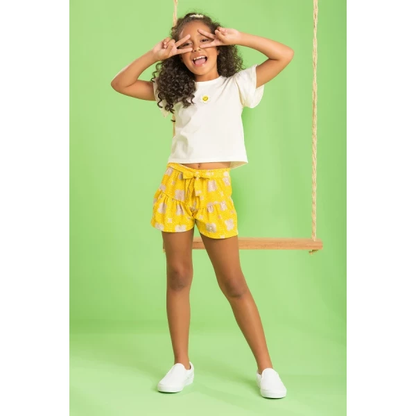 Conjunto Infantil Amarelo Margarida- Tamanho 06