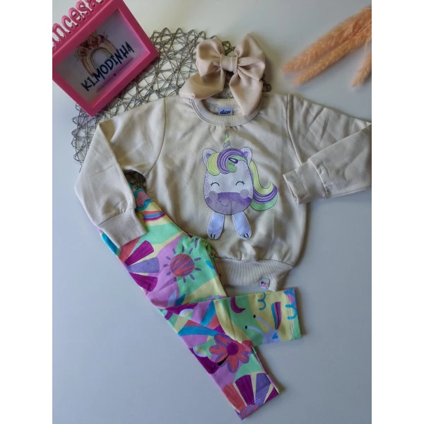 Conjunto Moletom Elian Unicórnio tamanho 02