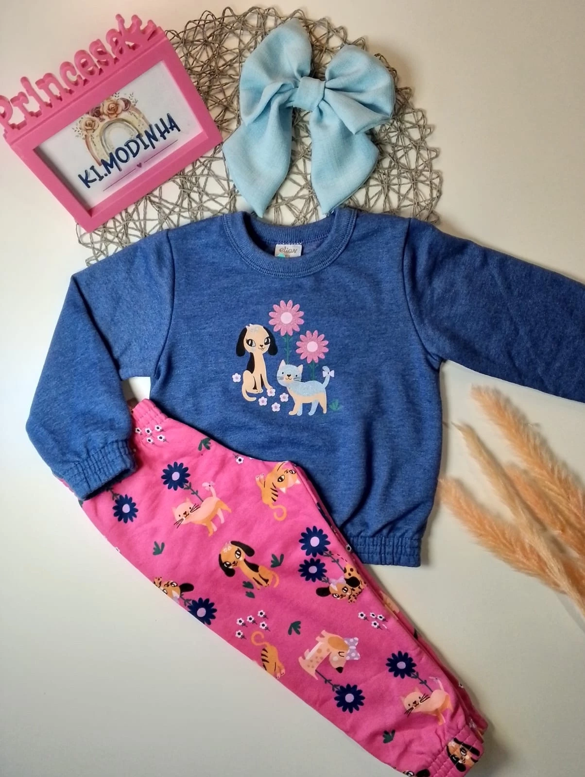 Conjunto Moletom azul Elian tamanho 03