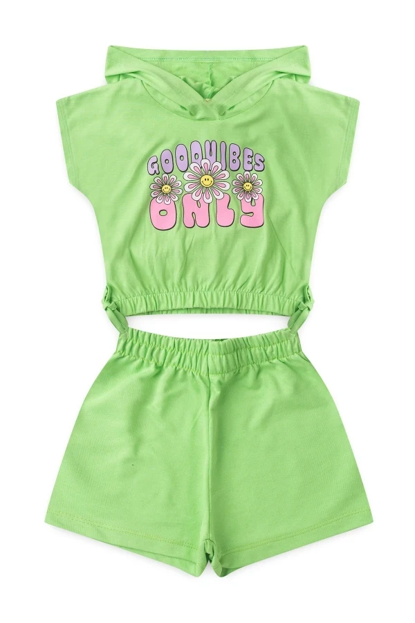 Conjunto Infantil Verde Margaridas -Tamanho 01